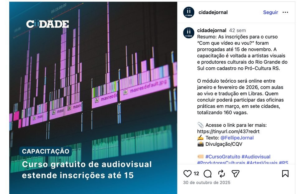 Evidência documental da publicação